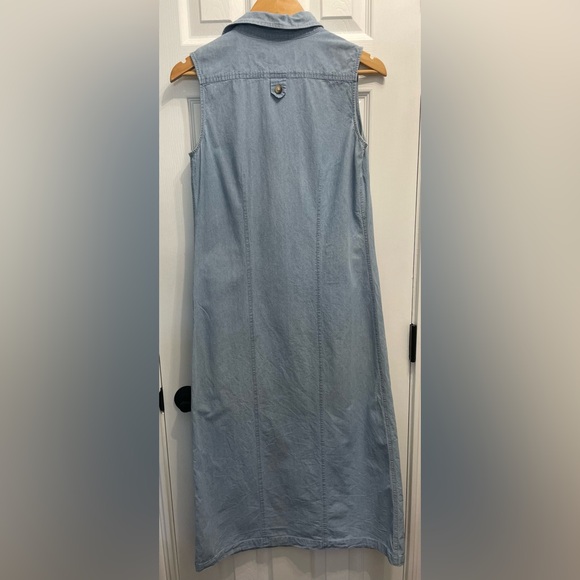 49-Croft & Barrow Blue Denim Sleeveless Midi Button Down Dress Sz 8 Cottagecore - Picture 7 of 13